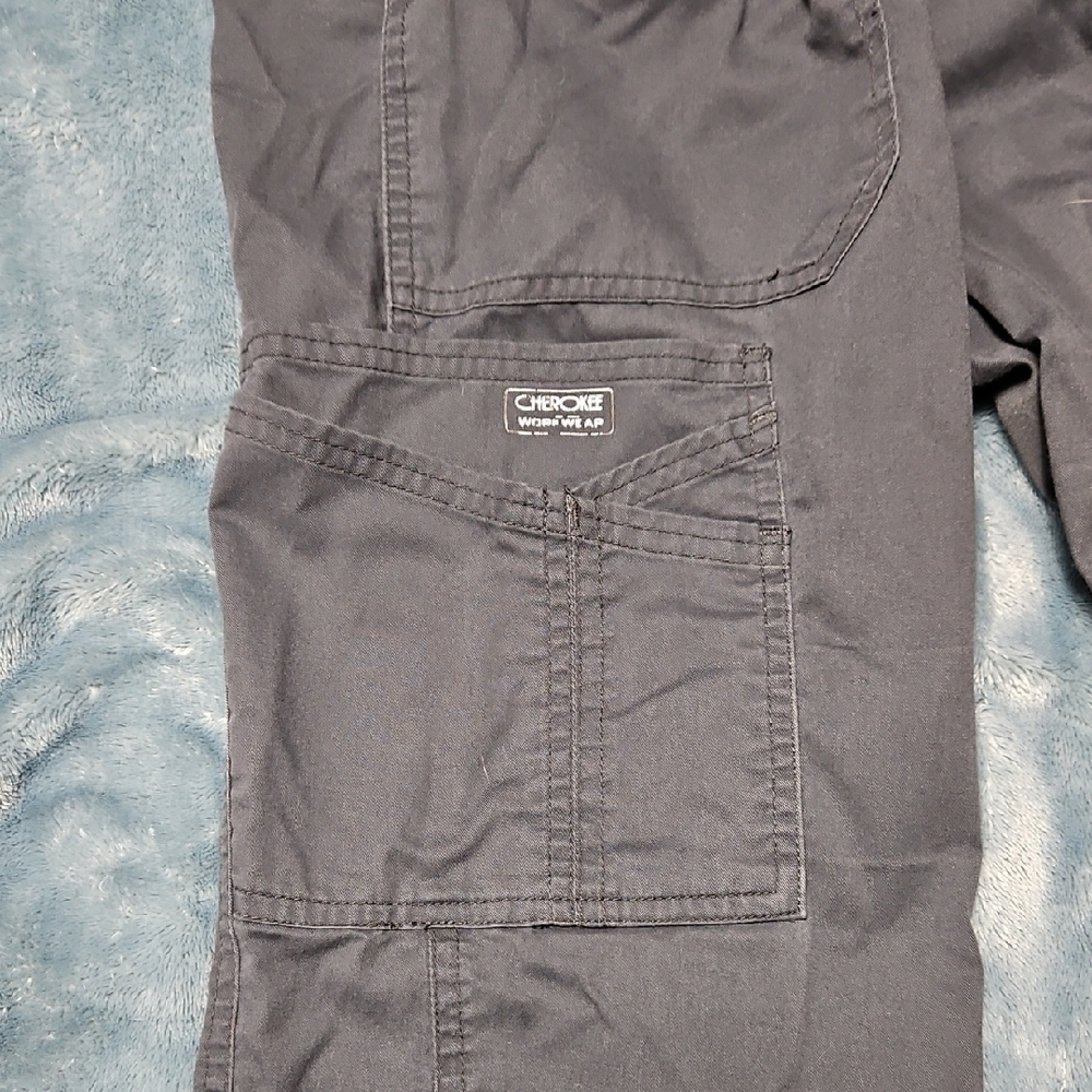 Women's Drawstring Cargo Scrub Pants - Gray - Picture 6 of 6